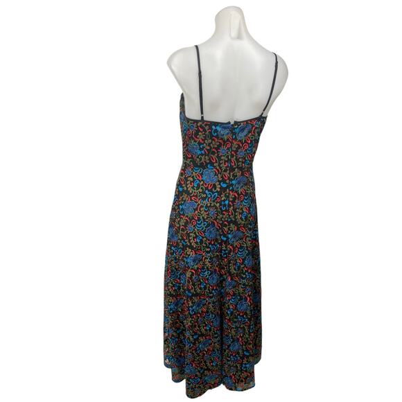 Monique Lhuillier Canossa Floral Embroidered Sleeveless Midi A-Line Tank Dress 2 - Picture 2 of 4